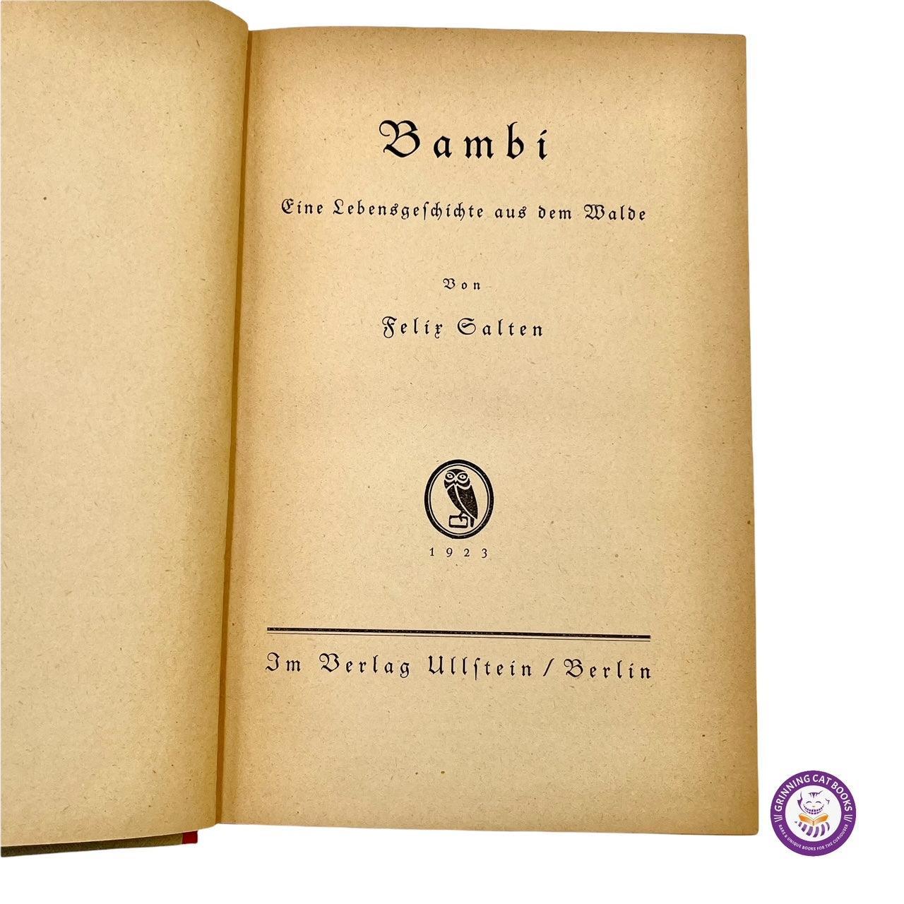 Bambi (First True Edition, in Native German) - Grinning Cat Books - CHILDREN'S LITERATURE - 