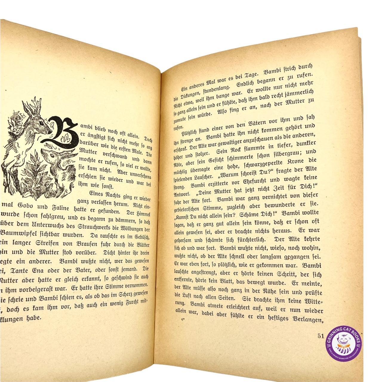 Bambi (First True Edition, in Native German) - Grinning Cat Books - CHILDREN'S LITERATURE - 
