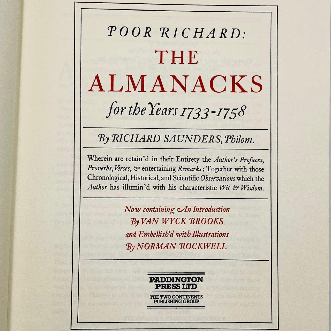 Benjamin Franklin's Poor Richard's Almanacks for the Years 1733 to 1758 (Illustrated by Norman Rockwell) - Grinning Cat Books - AMERICANA - 