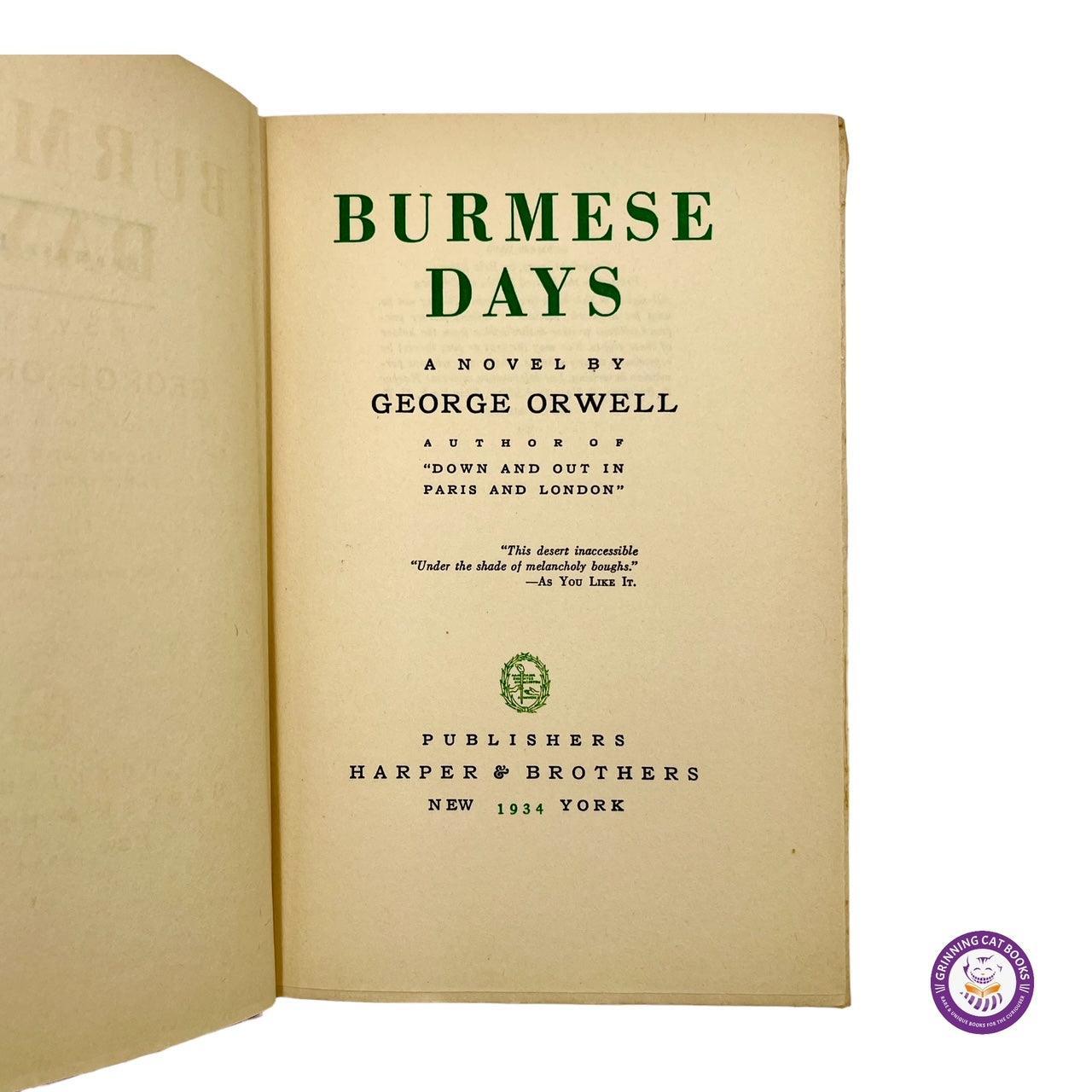 Burmese Days: A Novel - Grinning Cat Books - LITERATURE - ENGLISH LITERATURE