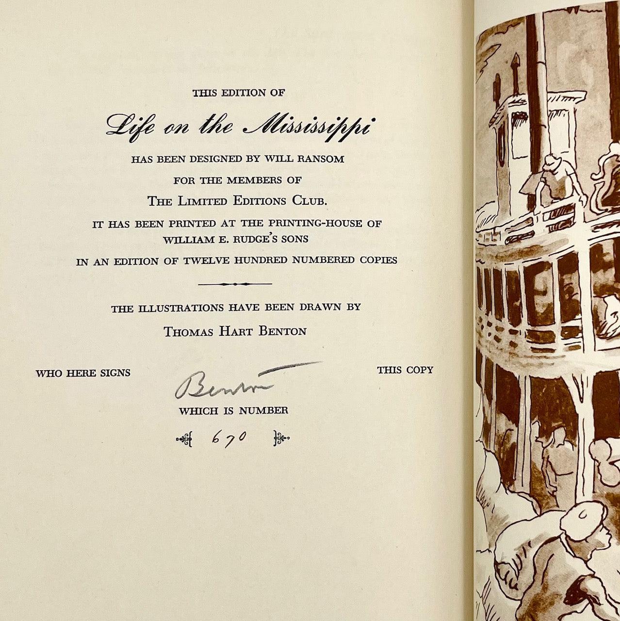 Life on the Mississippi (illustrated and signed by Thomas Hart Benton) - Grinning Cat Books - LITERATURE - AMERICAN LITERATURE