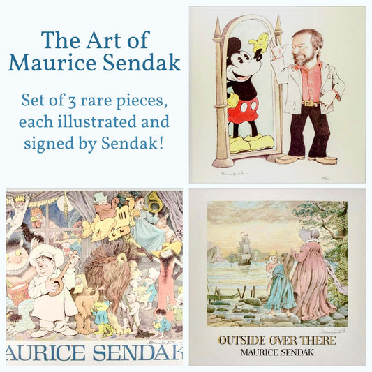 Maurice Sendak Set mit 3 seltenen Stücken (jeweils signiert von Sendak) – Grinning Cat Books – Poster – ARTWORK, MAURICE SENDAK