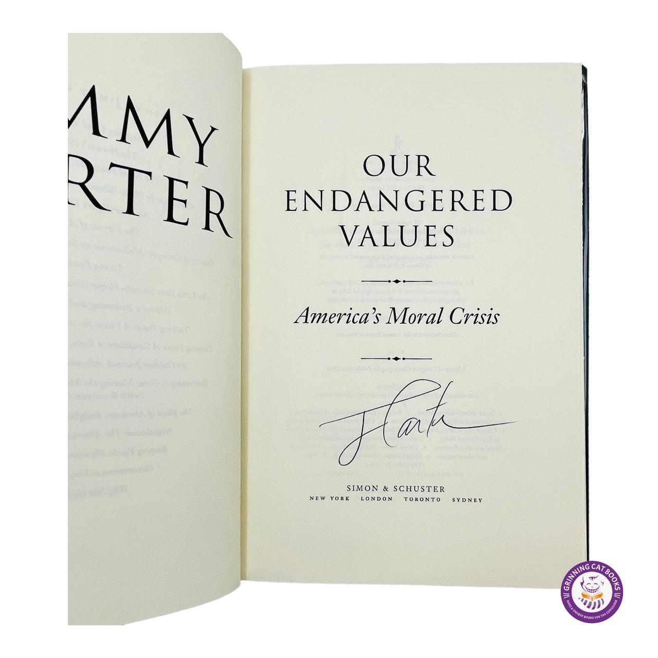 Our Endangered Values: America's Moral Crisis (signed by President Carter) - Grinning Cat Books - books - AMERICAN HISTORY, HISTORY, JIMMY CARTER, PRESIDENTS, SIGNED