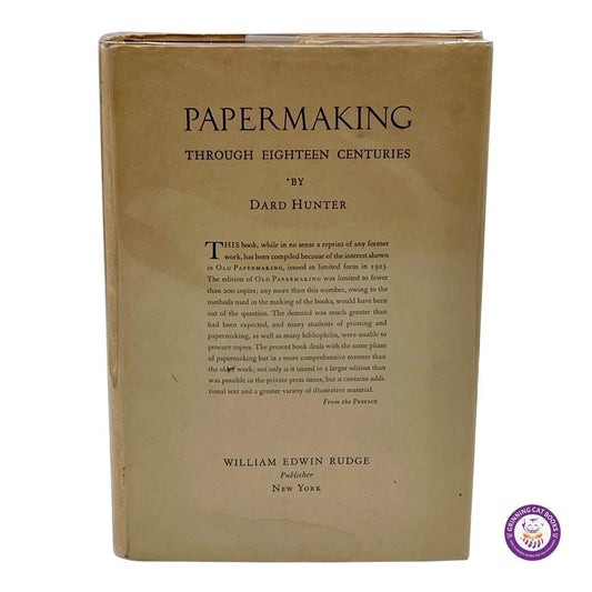 Papermaking through Eighteen Centuries - Grinning Cat Books - SCIENCE - CRAFTS, PAPERMAKING