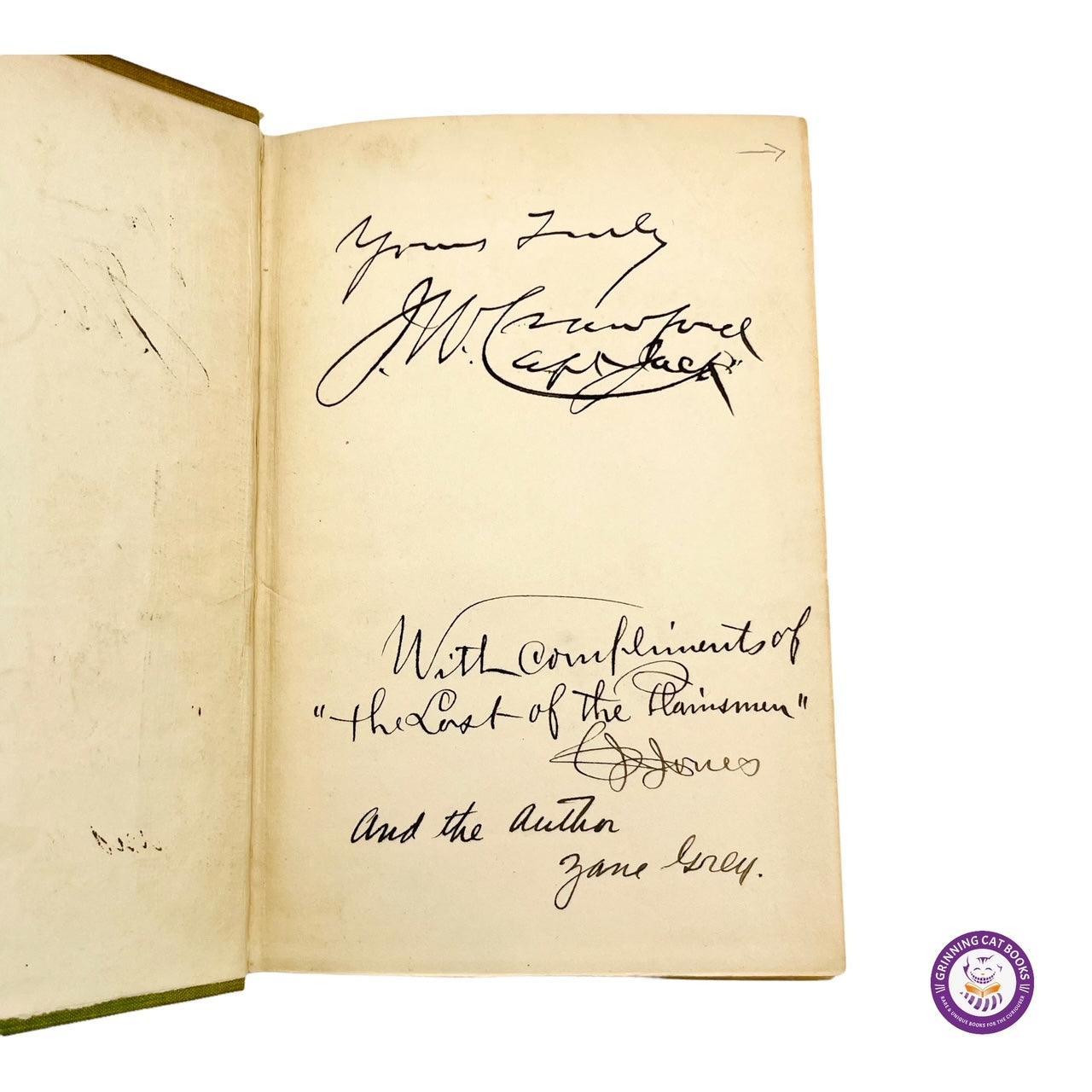 The Last of the Plainsmen (signed by Zane Grey, "Colonel Buffalo Jones," and "Captain Jack") - Grinning Cat Books - AMERICANA - AMERICAN HISTORY, AMERICAN WEST, CIVIL WAR, EXPLORATION, HISTORY, NATIVE AMERICANS
