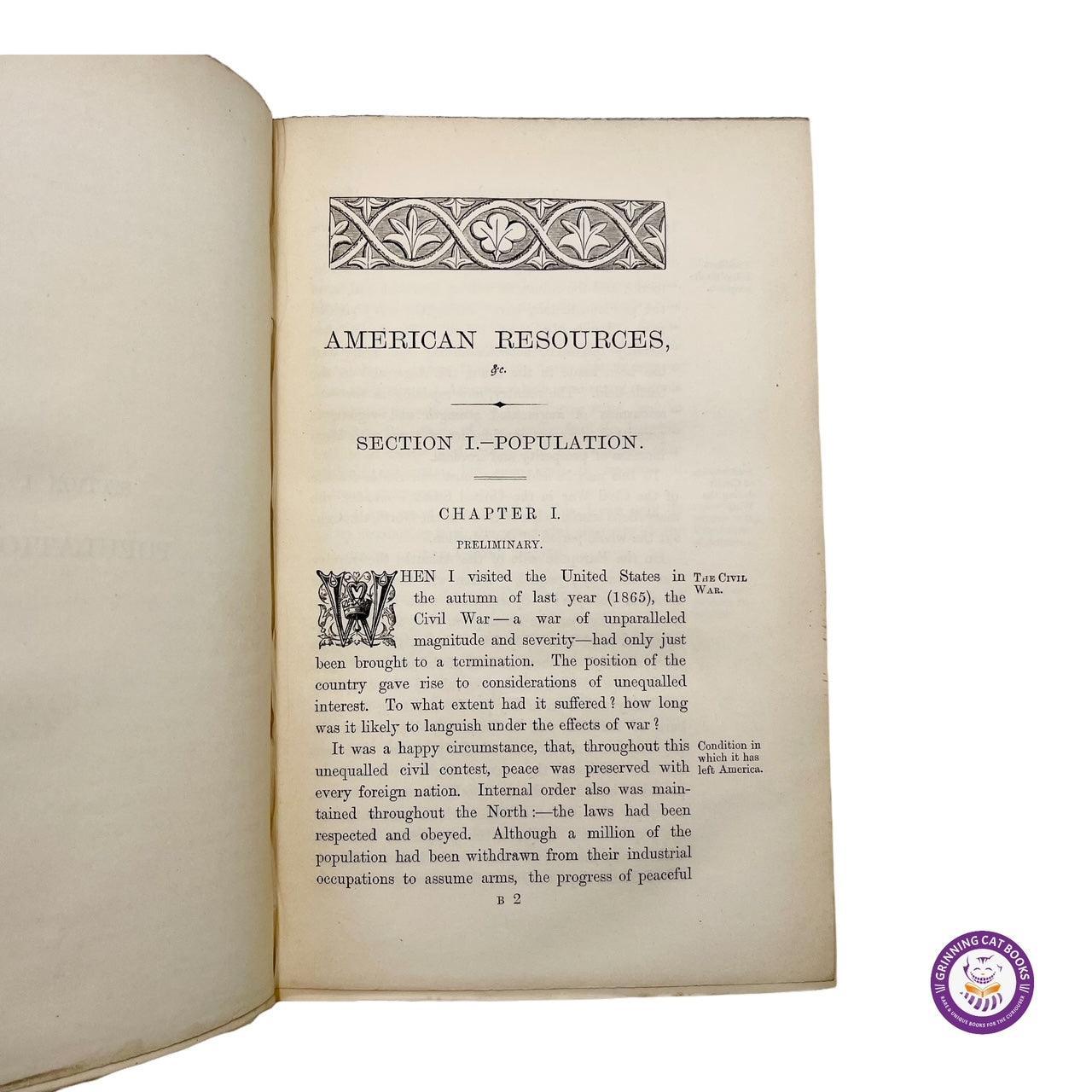The Resources and Prospects of America - Grinning Cat Books - AMERICANA - AMERICAN HISTORY, ECONOMICS, HISTORY