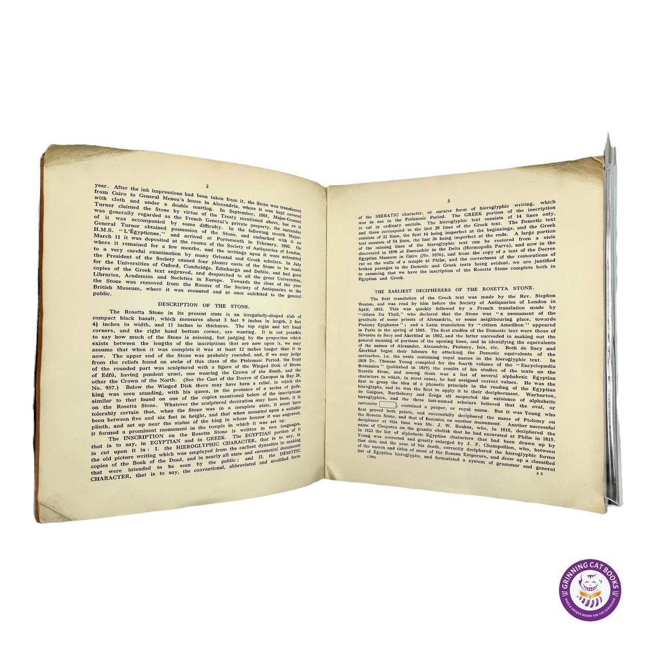 The Rosetta Stone (Sir. Ernst A. Thomson and Wallis Budge, 1913) - Grinning Cat Books - NATURAL HISTORY - 